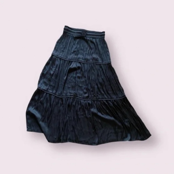 Joie Black Satin Tiered Maxi Skirt - Picture 1 of 4